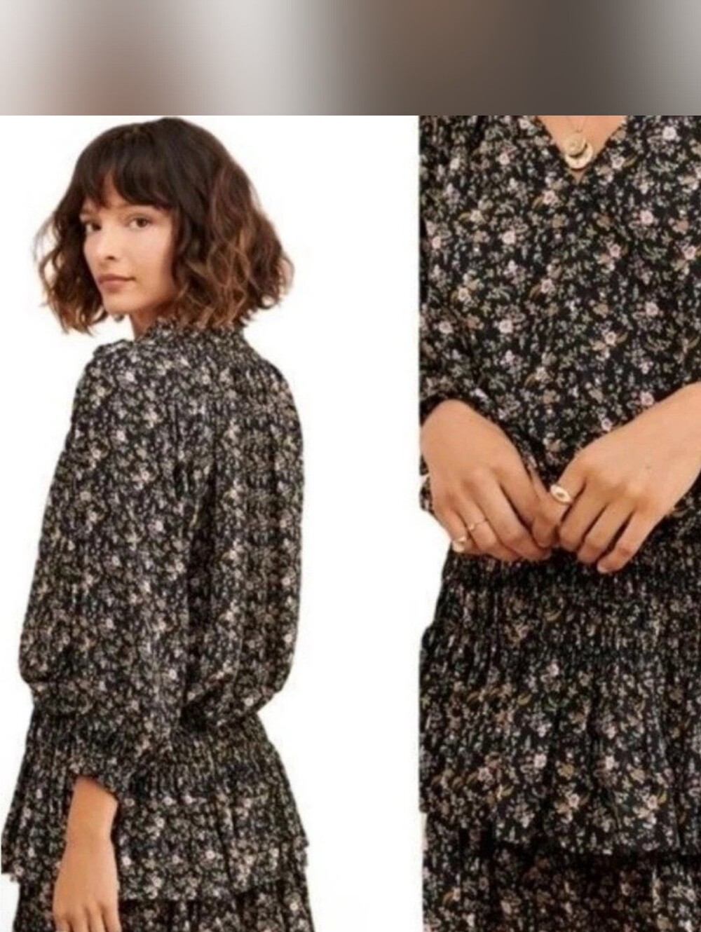 Current Air Black Floral Mini Dress Small